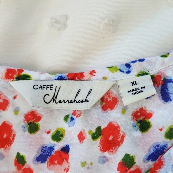 Caffe Marrakesh floral ruffle boho button down blouse size XL - Picture 7 of 9
